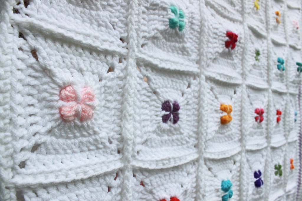 Rainbow Clover Dots Crochet Afghan PDF Pattern