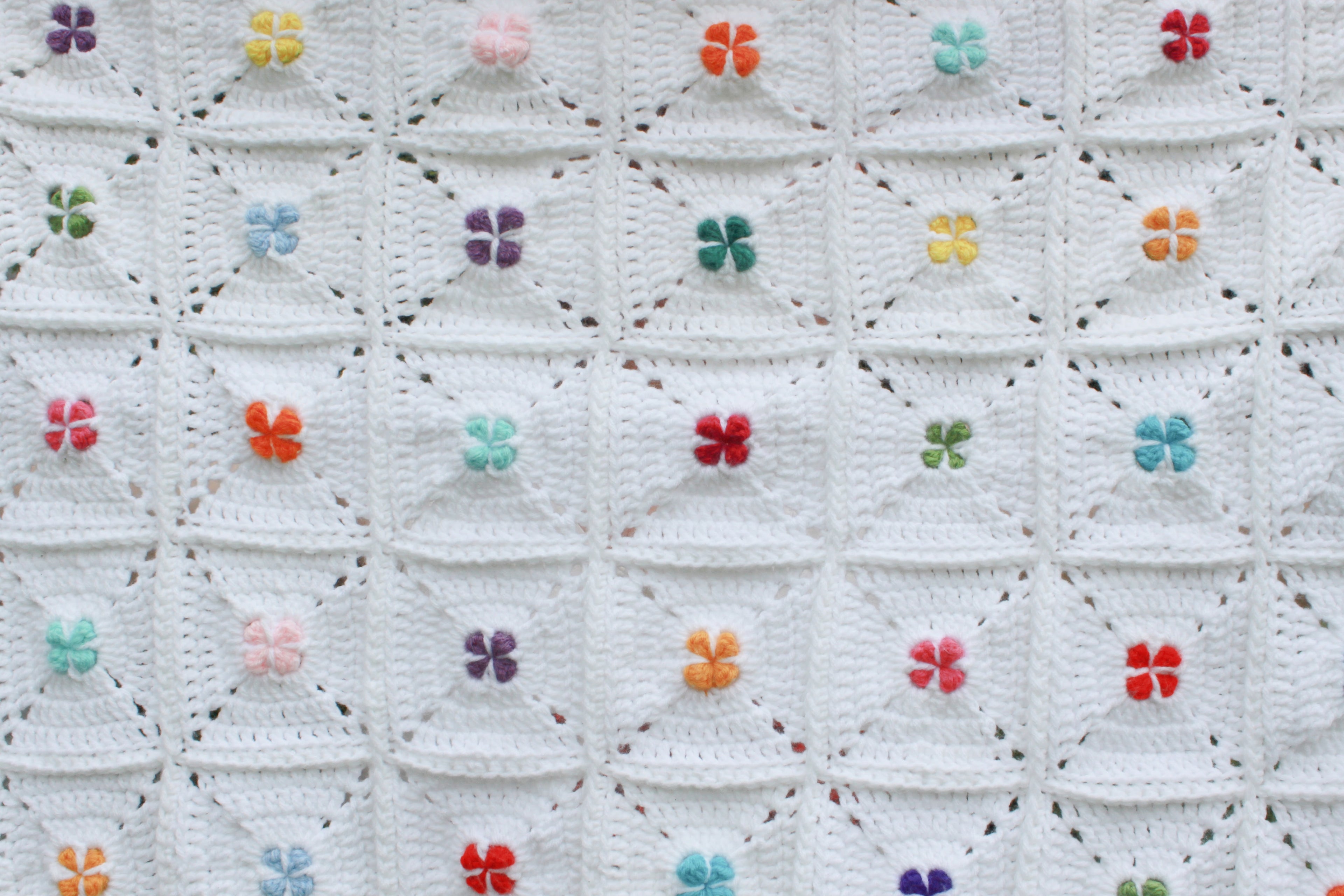 Rainbow Clover Dots Crochet Afghan PDF Pattern