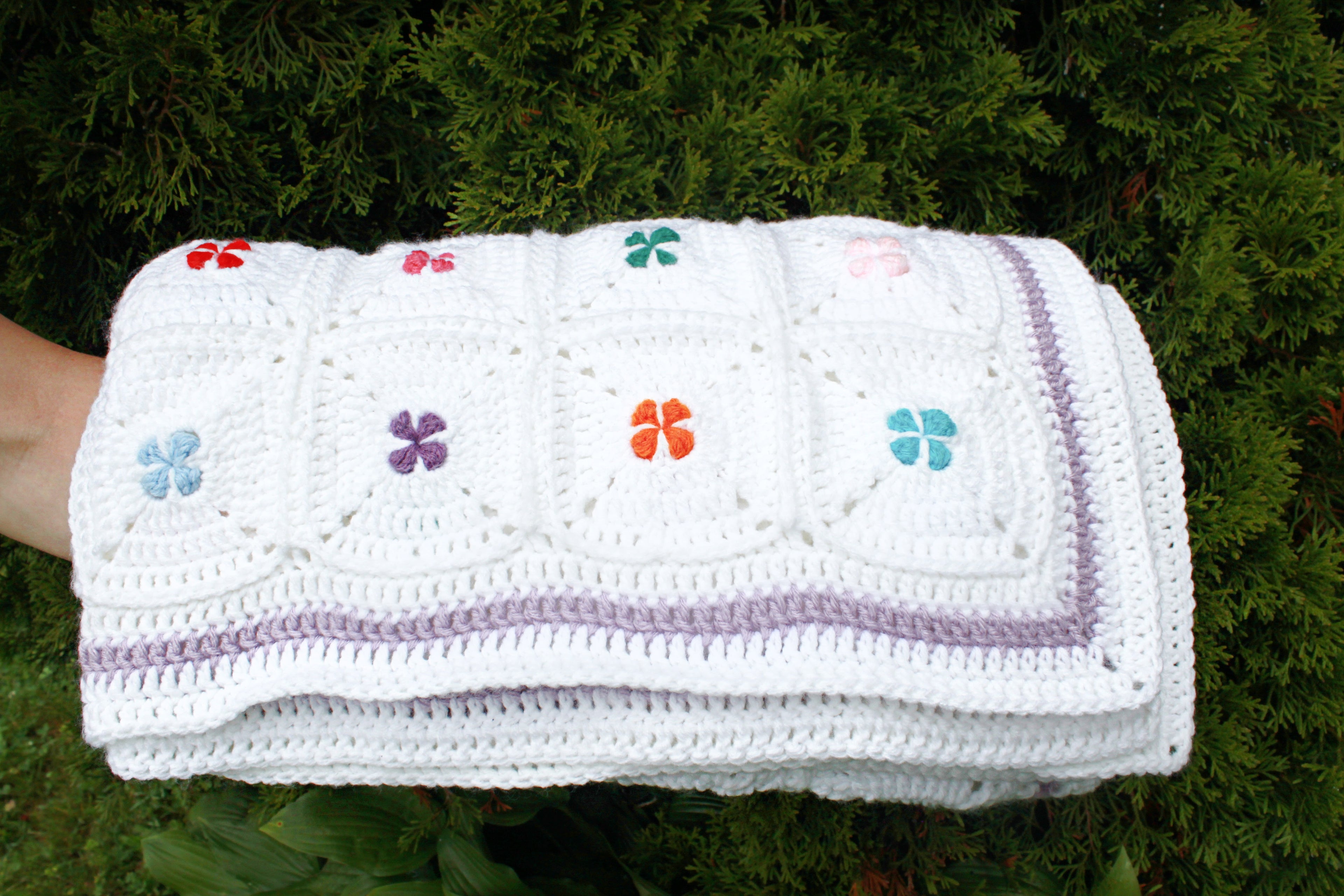 Rainbow Clover Dots Crochet Afghan PDF Pattern