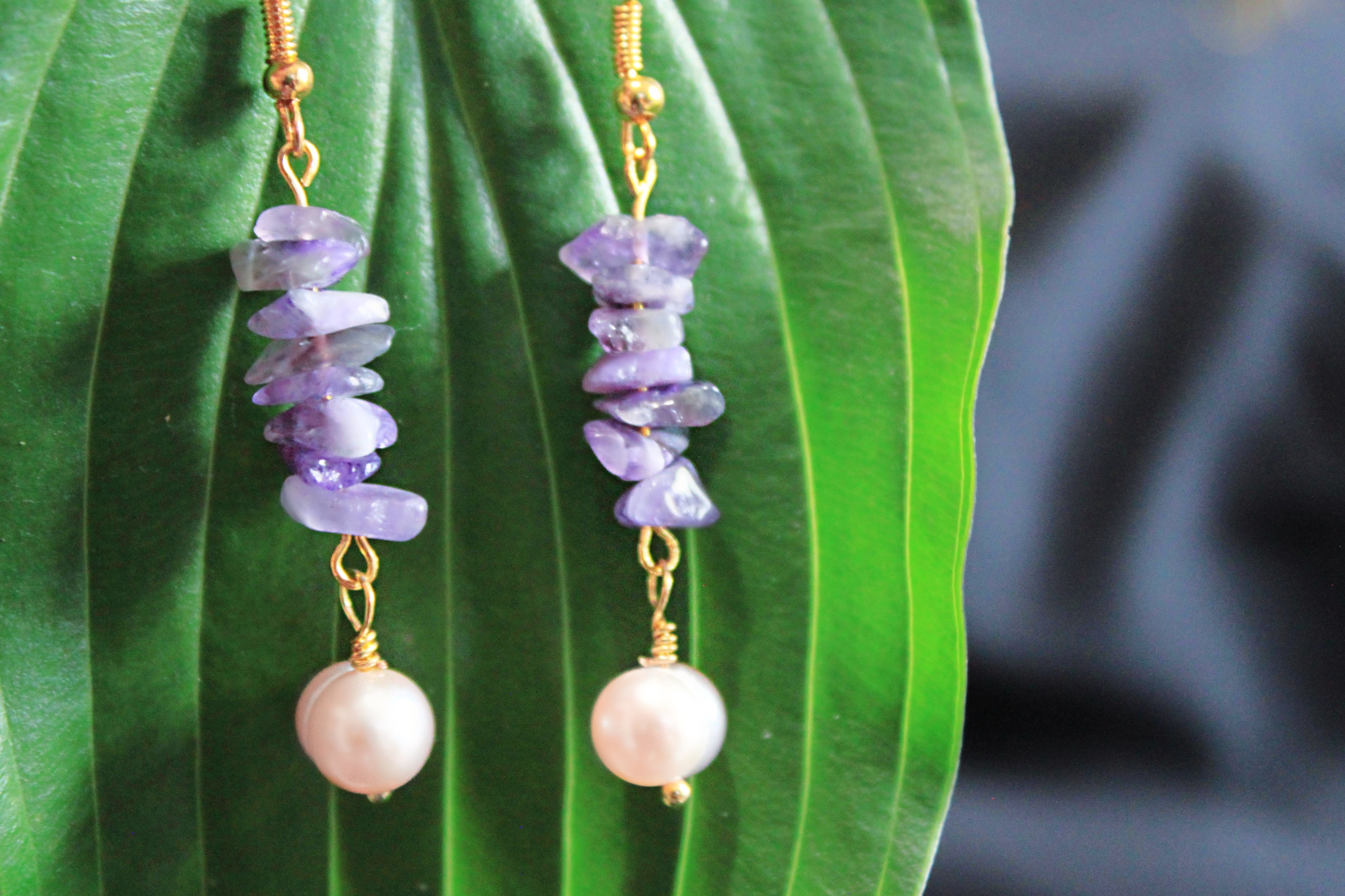 Purple n Pearls -Amethyst & Pearl Earrings