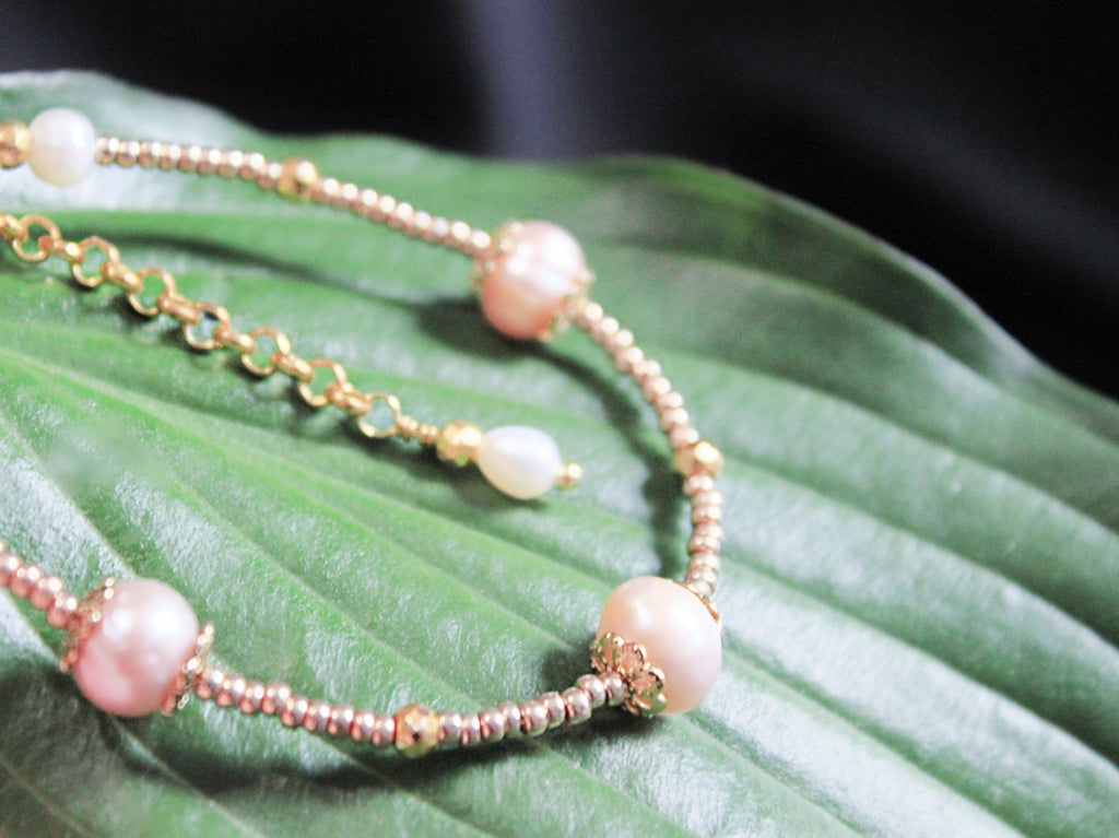 Baby Oyster Pink - Gold & Pink Pearl Bracelet