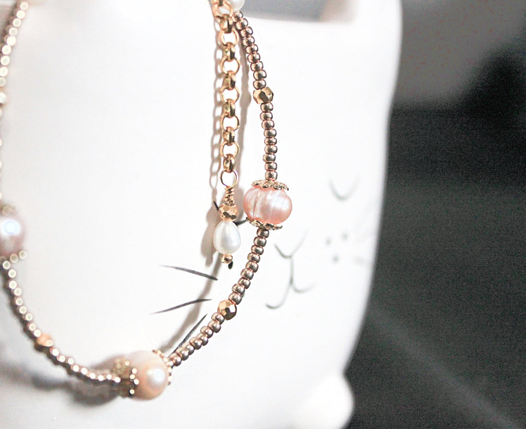Baby Oyster Pink - Gold & Pink Pearl Bracelet
