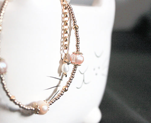 Baby Oyster Pink - Gold & Pink Pearl Bracelet