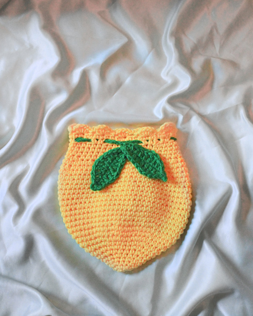 Lemon Drawstring Bag Crochet PDF Pattern