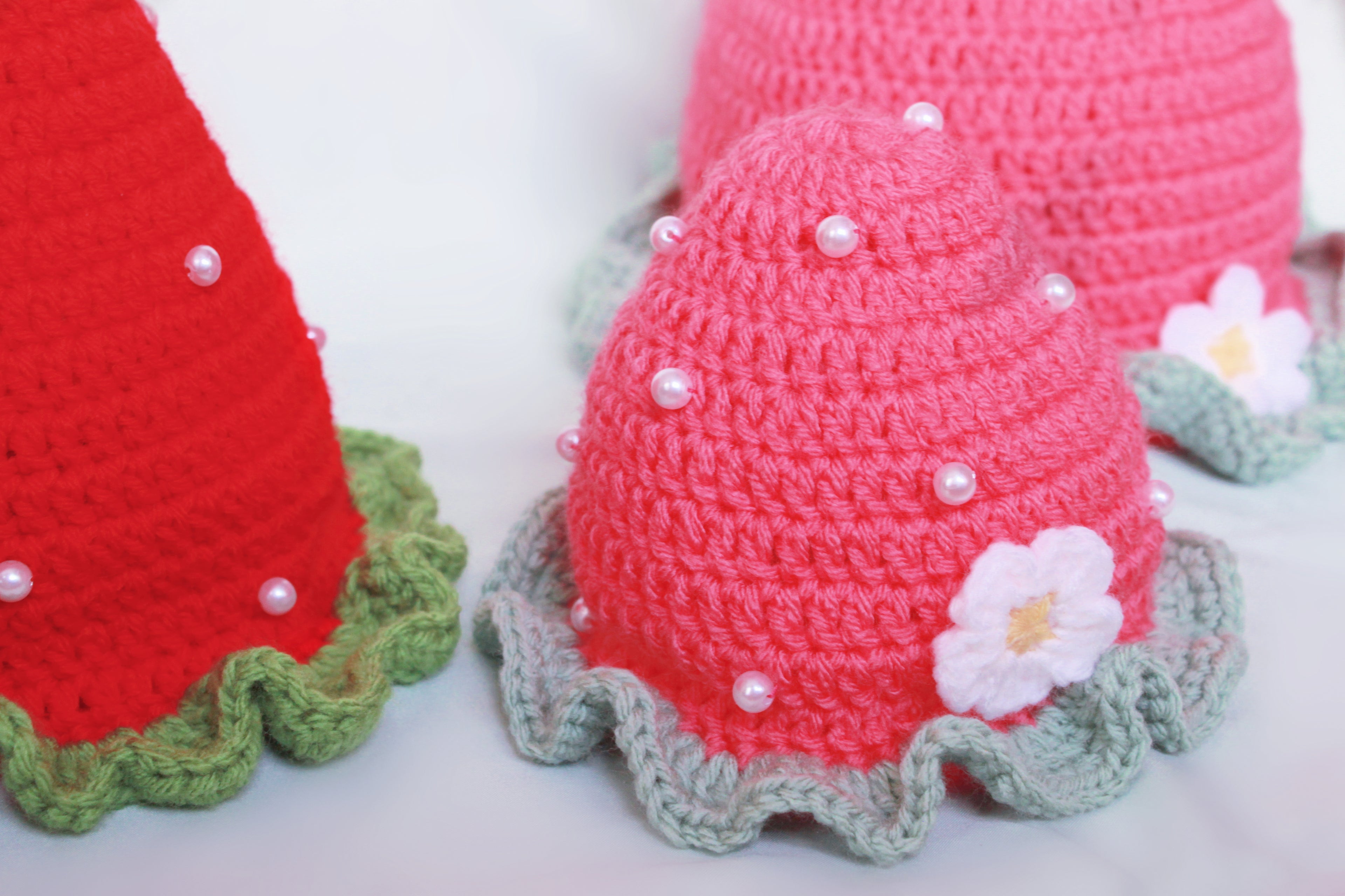 Spring Strawberry Crochet Sun Hat PDF Pattern