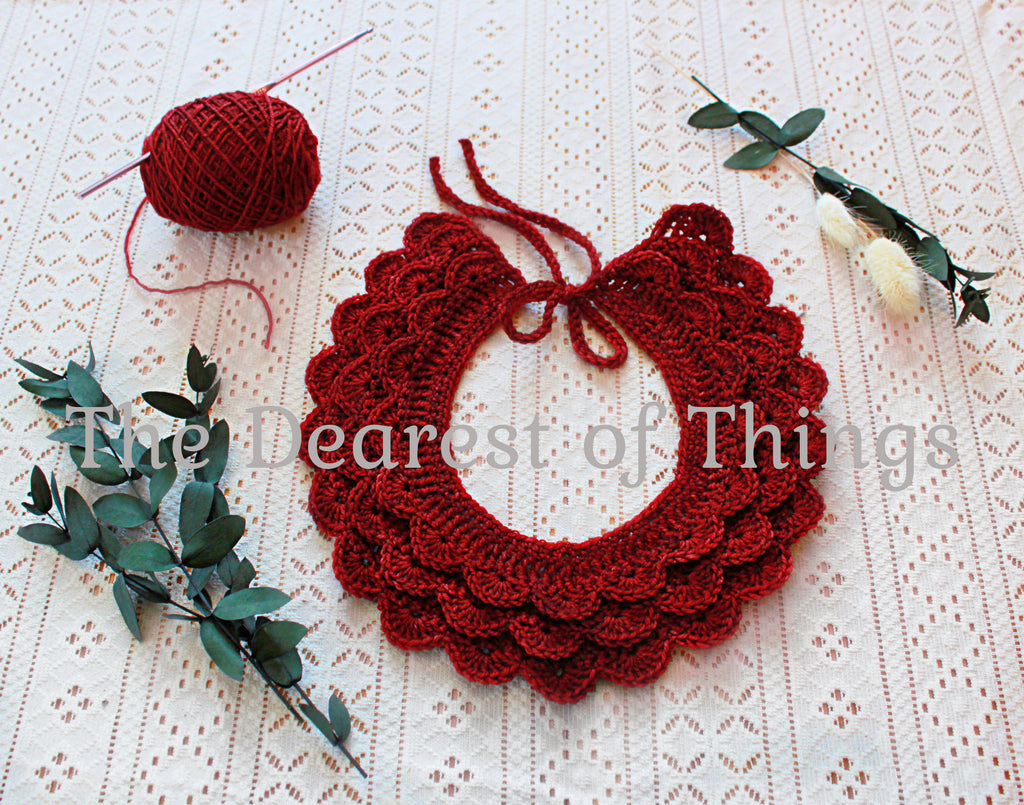 Deep Red | Scalloped Collar (Wool)