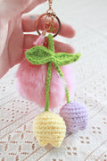 Pink PomPom Tulip Keychains