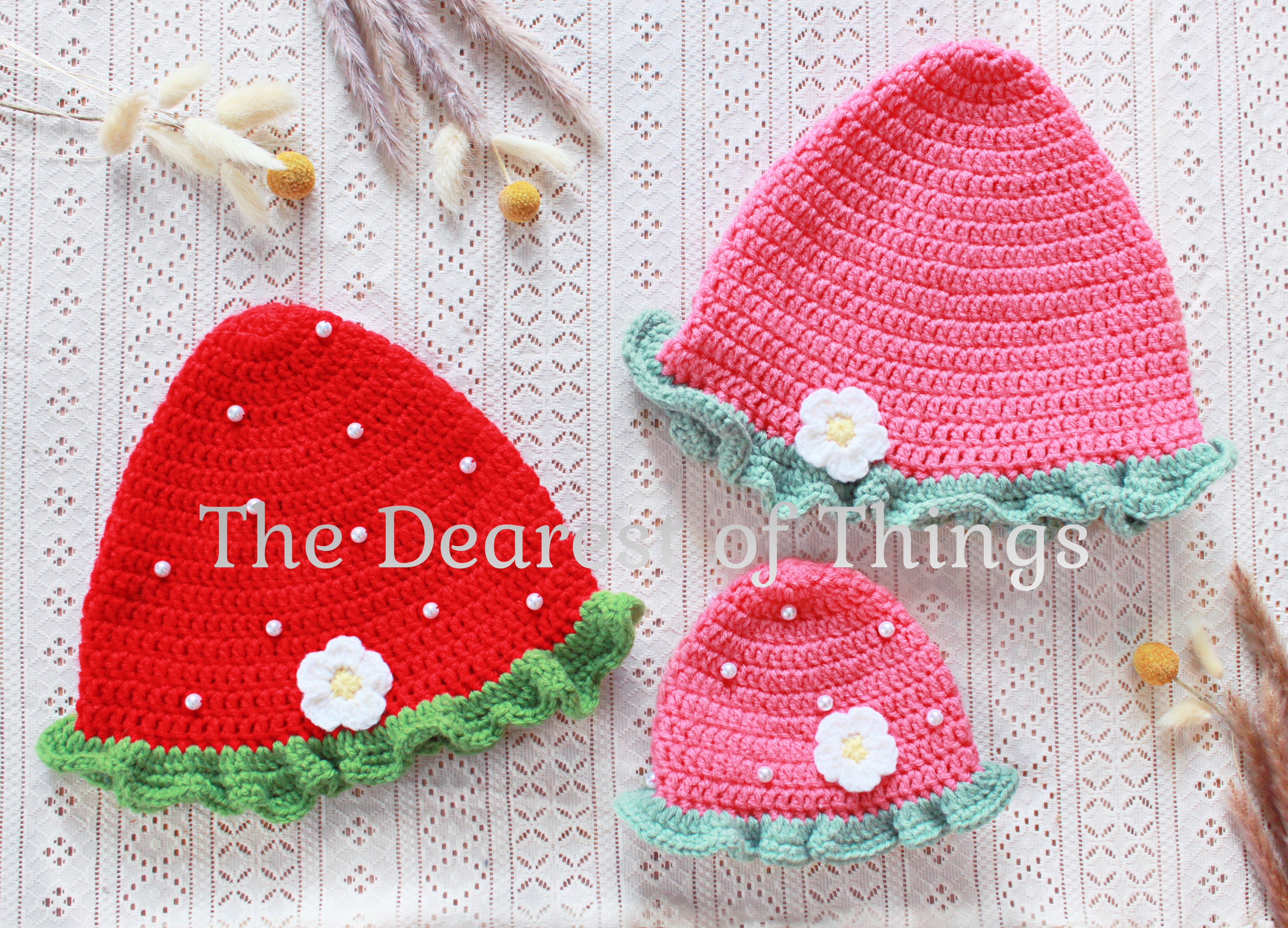 Spring Strawberry Crochet Sun Hat PDF Pattern