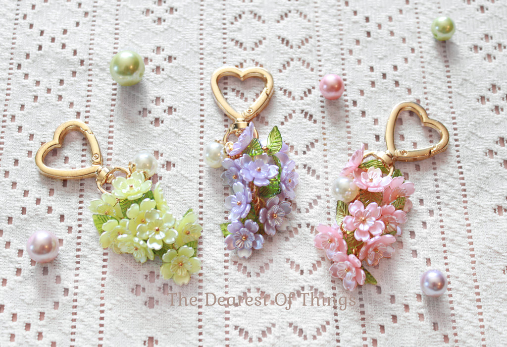 Beaded Hanging Floral Keychain