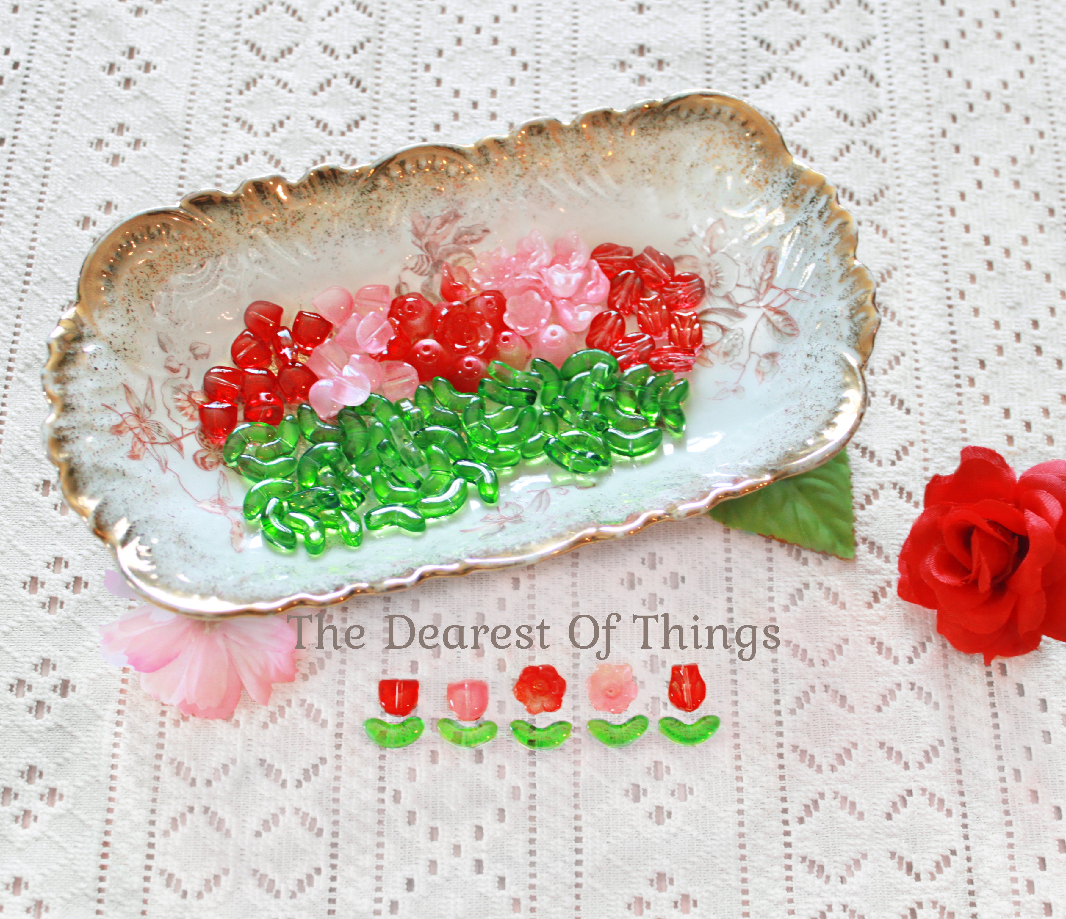 Floral Glass Bead Set - 100 Count