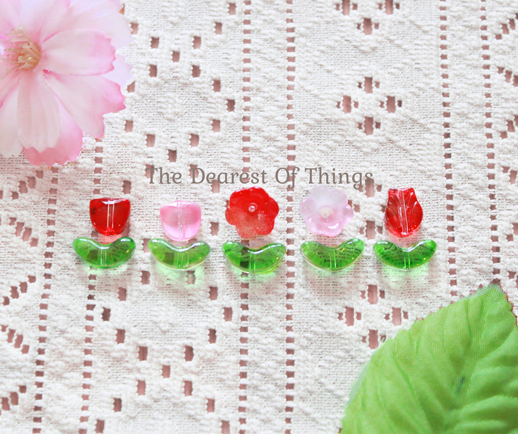 Floral Glass Bead Set - 100 Count