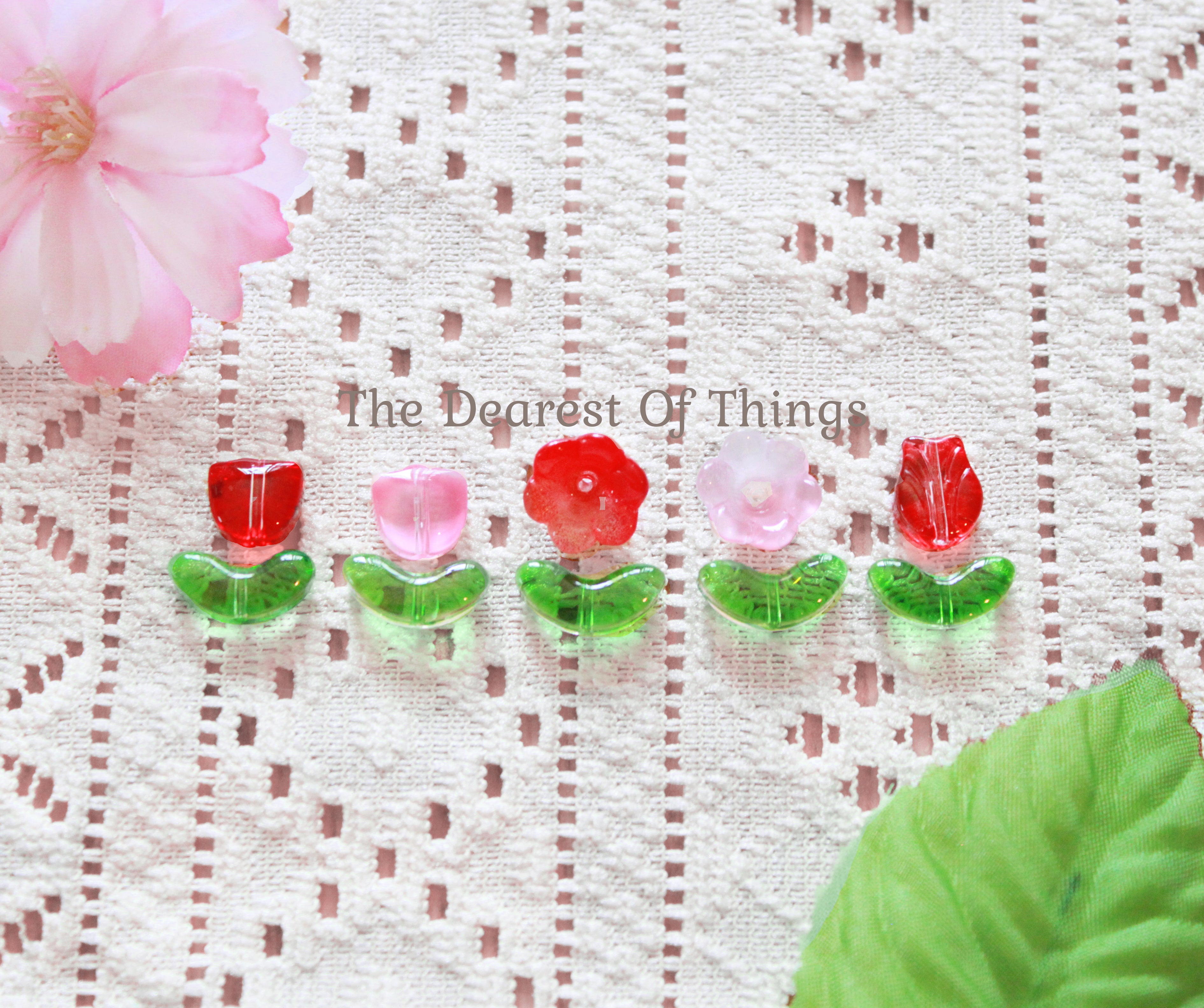 Floral Glass Bead Set - 100 Count
