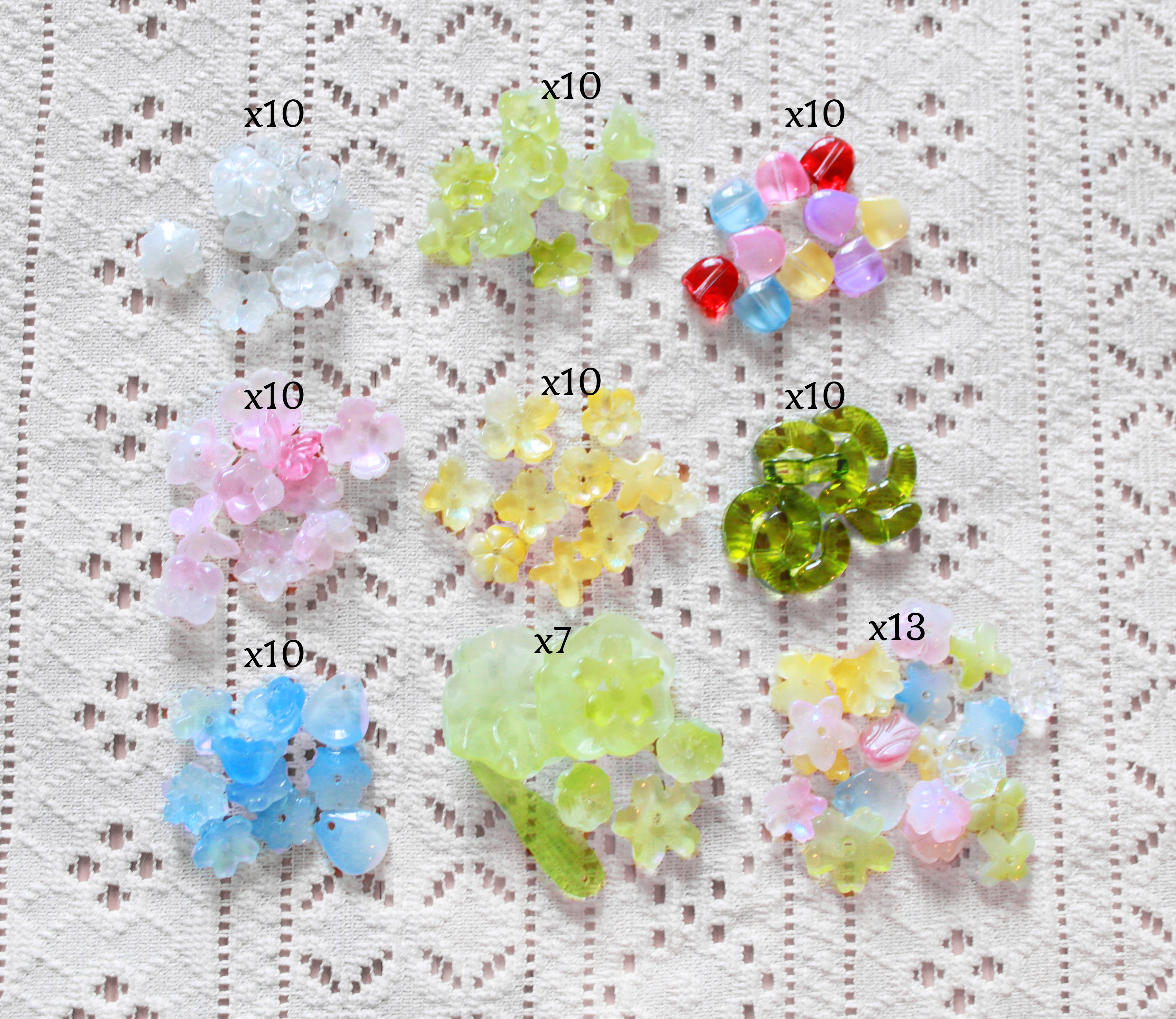 Floral Pond Beading | Glass Lampwork Bead Set - 100 Count