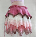 Pink & Brown Layered Skirt | Boho Festival Skirt | Mori Pixie Fashion