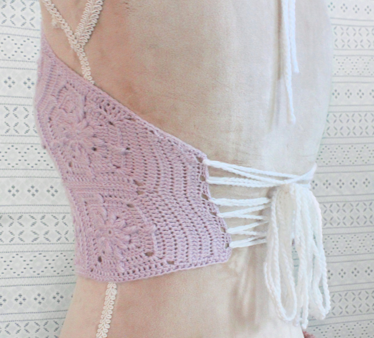 Sun Burst Halter Top | Summer Crochet Bikini | Pale Lavender