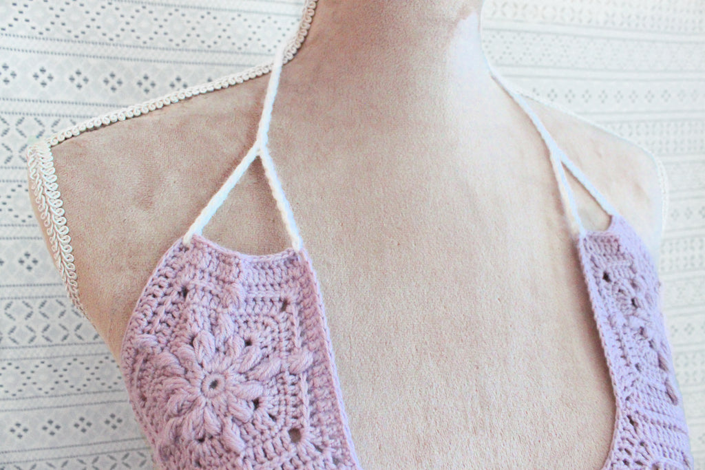 Sun Burst Halter Top | Summer Crochet Bikini | Pale Lavender