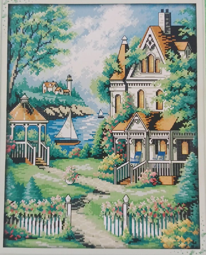 14ct European Villa | Joy Sunday Stamped Cross-Stitch Embroidery Kit (Backstitch)