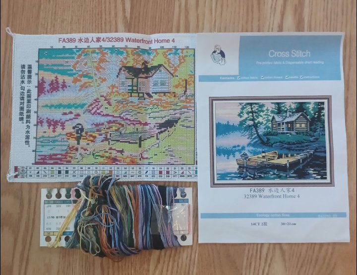 14ct Waterfront Home | Joy Sunday Stamped Cross-Stitch Embroidery Kit (Backstitch)