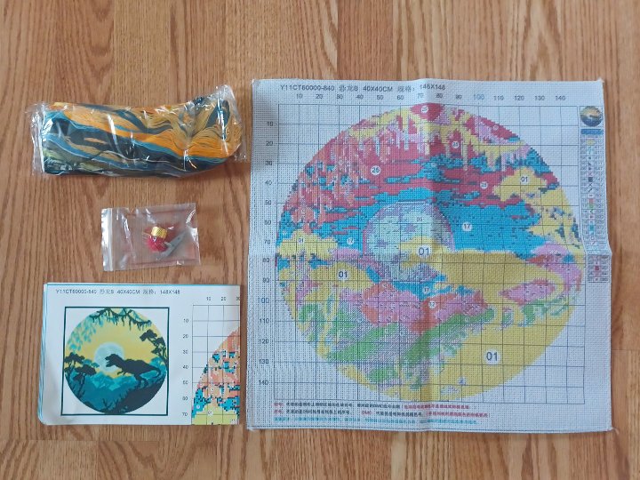 11ct T-Rex Dino | Stamped Cross-Stitch Embroidery Kit