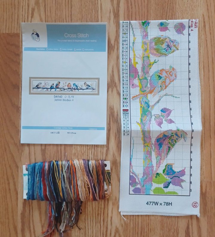 14ct Bird Branch | Joy Sunday Stamped Cross-Stitch Embroidery Kit (Backstitch)