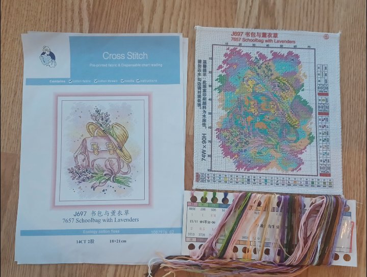 14ct Lavender BackPack | Joy Sunday Stamped Cross-Stitch Embroidery Kit (Backstitch)