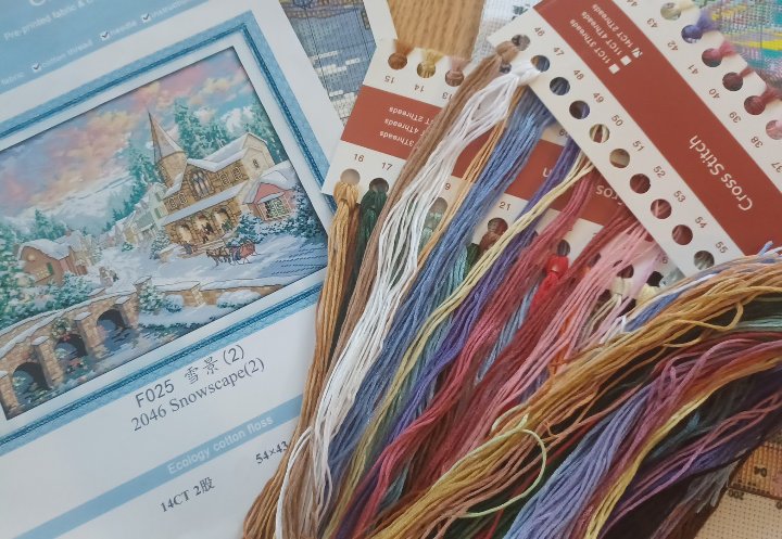 14ct Snowscape | Joy Sunday Stamped Cross-Stitch Embroidery Kit (Backstitch)