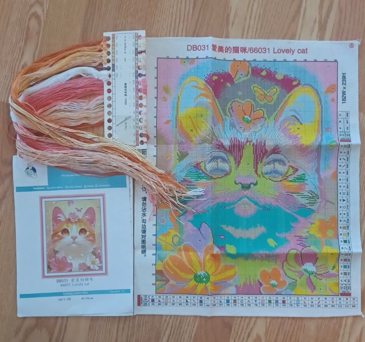14ct Lovely Cat | Joy Sunday Stamped Cross-Stitch Embroidery Kit (Backstitch)