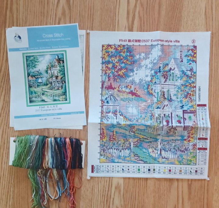14ct European Villa | Joy Sunday Stamped Cross-Stitch Embroidery Kit (Backstitch)