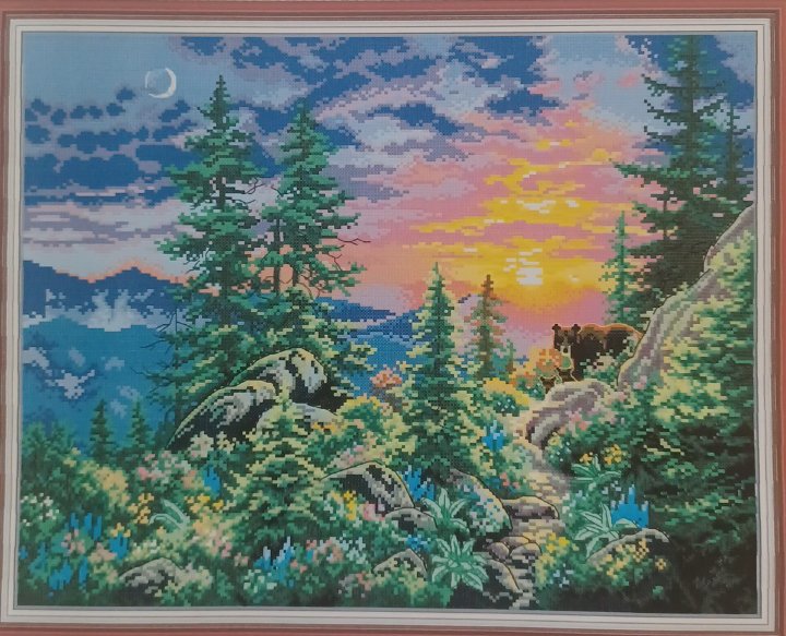 14ct Sunset Glow | Joy Sunday Stamped Cross-Stitch Embroidery Kit (Backstitch)