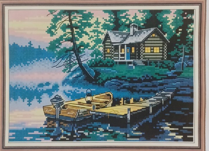 14ct Waterfront Home | Joy Sunday Stamped Cross-Stitch Embroidery Kit (Backstitch)