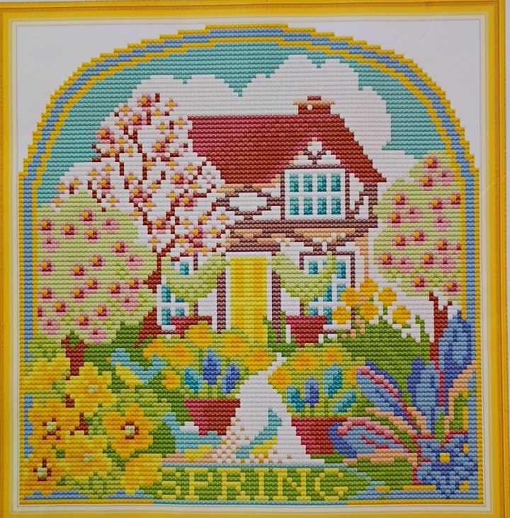 14ct Spring Cottage | Joy Sunday Stamped Cross-Stitch Embroidery Kit