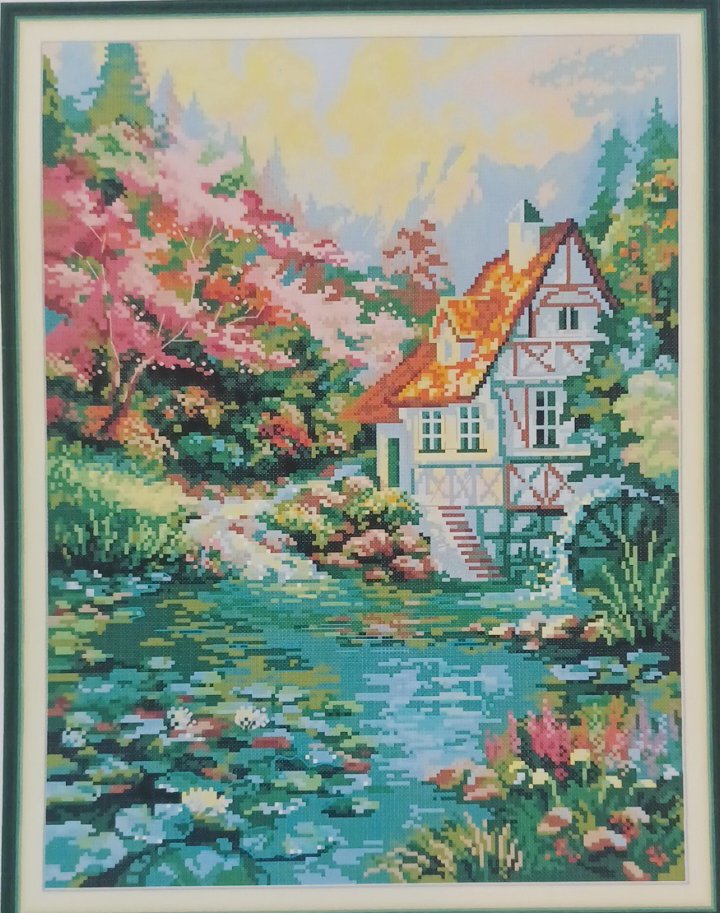 14ct Water Mill | Joy Sunday Stamped Cross-Stitch Embroidery Kit (Backstitch)