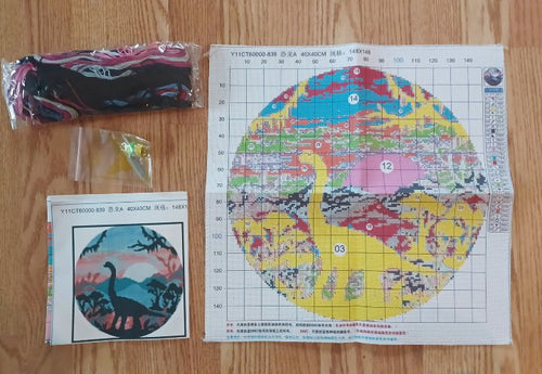 11ct Brontosaurus Dino | Stamped Cross-Stitch Embroidery Kit