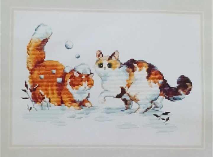 18ct Counted Cross Stitch Kit | Snow Cats
