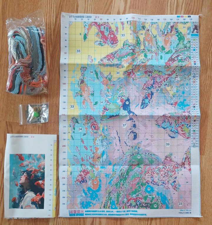 11ct Sea Fish Girl | Stamped Cross-Stitch Embroidery Kit